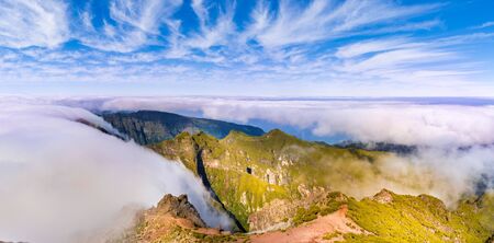 Beautiful panorama at Pico Ruivo, Madeira island, Portugalの写真素材