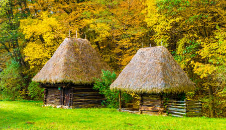 Romanian traditional house in Astra Ethnographic Museum,Sibiu, Europeのeditorial素材