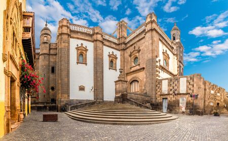 Landscape with Cathedral Santa Ana Vegueta in Las Palmas, Gran Canaria, Canary Islands, Spainの写真素材