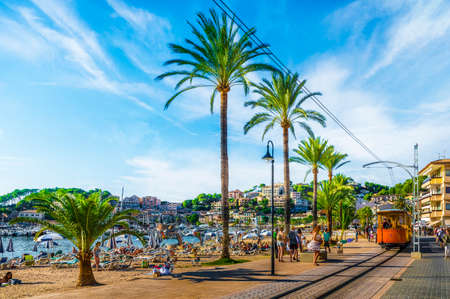 Port De Soller, Mallorca, Spain - October 13, 2017: Famous tramway tren of Port de Soller, Palma Mallorca, Spainのeditorial素材