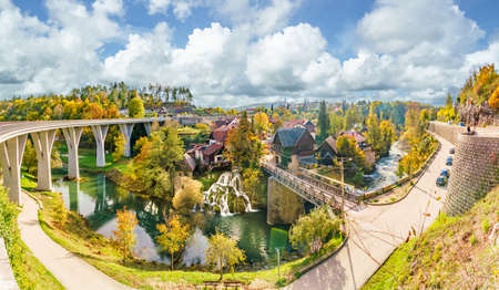 Countryside landscape with Rastoke village  near Slunj in Croatia