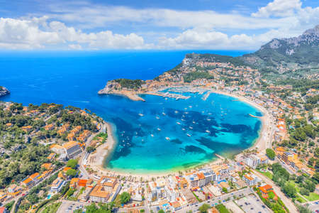 Aerial view of  Porte de Soller, Mallorca island, Spainの写真素材