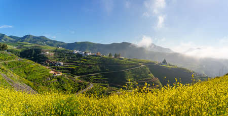 Landscape with Tejeda Village on Gran Canaria, Canary Islands, Spainの写真素材