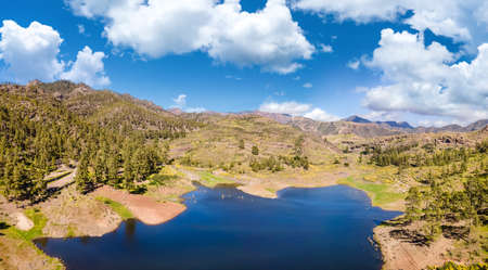 Aerial view with Presa de Las Ninas, Gran Canaria, Spain