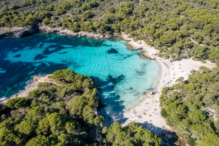 Aerial view of Cala en Turqueta, Menorca islands, Spainの写真素材