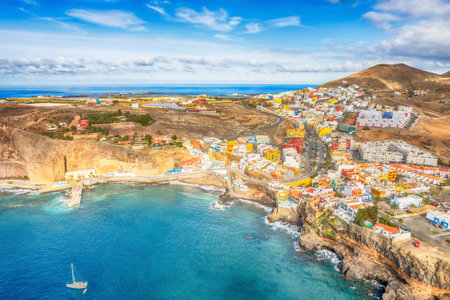 Landscape with Sardina de Galda and North Beach Sardina, north Gran Canaria, Spainの写真素材
