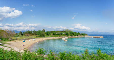 Landscape with Sveti Marek  beach, Vrbnik region, Krk island, Croatiaの写真素材