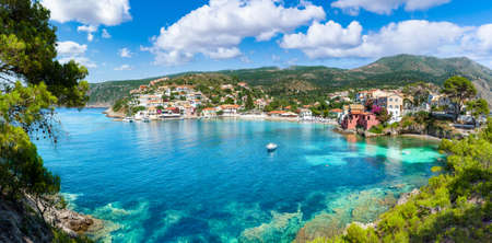 Landscape with Assos village on Kefalonia, Ionian island, Greeceの写真素材