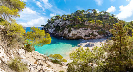 Landscape with Cala Macarelleta beach, Menorca island, Spainの写真素材