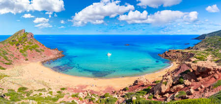 Landscape with Cala Pilar beach, Menorca island, Spainの写真素材