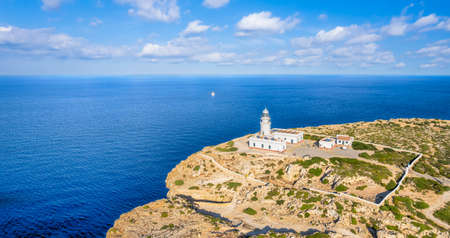 Landscape with aerial view at Far de Cavalleria, Menorca island, Spainの写真素材