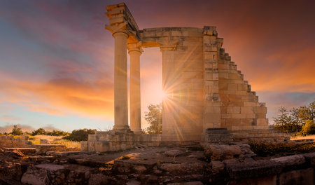 Ruins of  Sanctuary of Apollo Hylates, ancient monument in Cyprusの写真素材