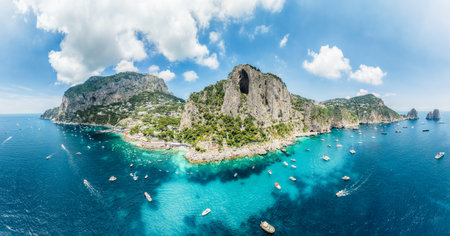 Landscape with Capri Island,Tyrrhenian sea, Italyの写真素材