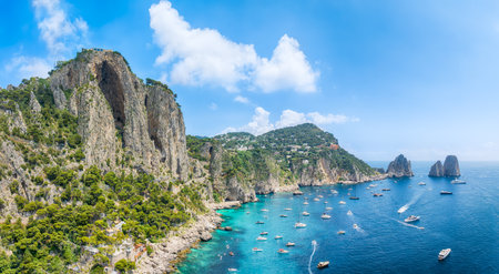 Landscape with Capri Island,Tyrrhenian sea, Italyの写真素材