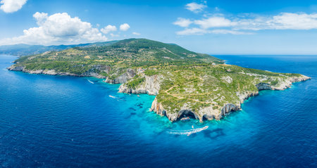 Landscape with northwest coast of Zakynthos islands, Greeceの写真素材