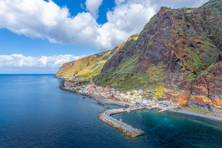 Landscape with Paul do Mar village, Madeira island, Portugalの写真素材