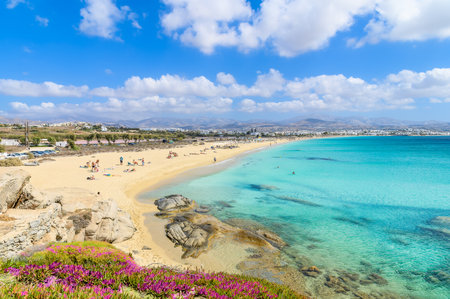 Landscape with Agios Prokopios beach, Naxos island, Greece Cycladesの写真素材