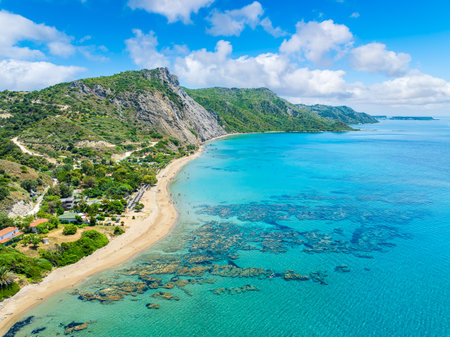 Landscape with Dafni beach, Zakynthos islands, Greeceの写真素材