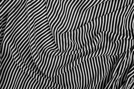 Wavy black and white stripes pattern, fabric clothの写真素材