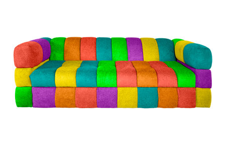 Multicolored disco couch isolated on white background, abstract  backdropの写真素材
