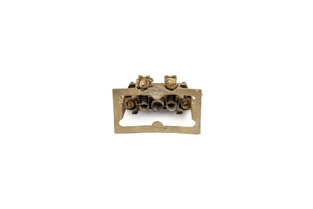 Stripped vintage electrical outlet isolated on whiteの写真素材