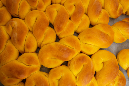 Sfintisori .Romanian cuisine. Homemade Mucenici, traditional dessertsの写真素材