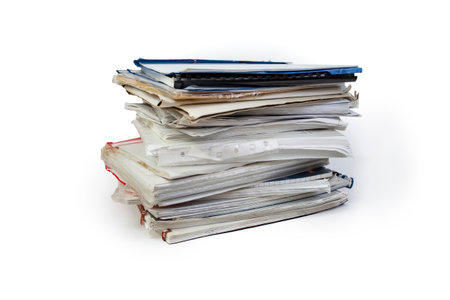 Paper folders stack isolated on white background, abstract  backdropの写真素材
