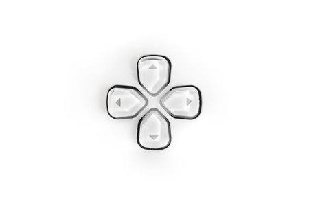 Four arrow buttons on white background, abstract plastic design element , backdropの写真素材