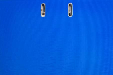 Blue office ring binder for documents and folders, office organization, empty hardcover full frameの写真素材