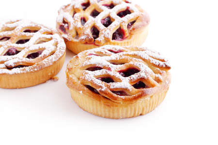 Cherry pie isolated on white background