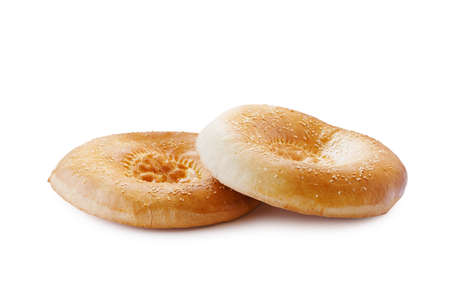 fragrant Oriental flatbread cakes isolated on white background