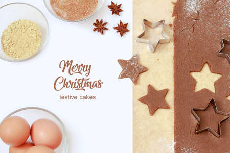 ginger dough and other Christmas baking ingredients on the table