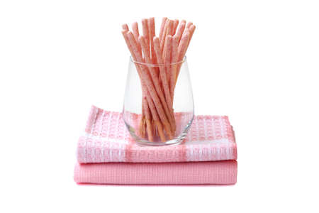 Japanese snacks in the glass on white backgroundの写真素材