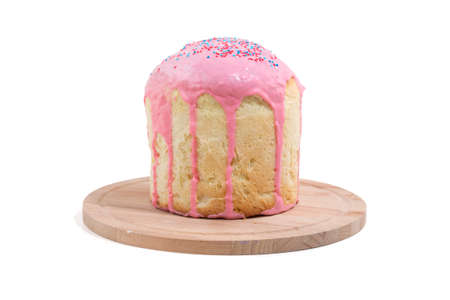 Easter cakes with icing and topping on the table
