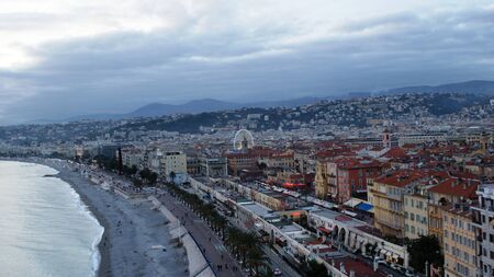 Sea and beach in Nice, French winterの写真素材
