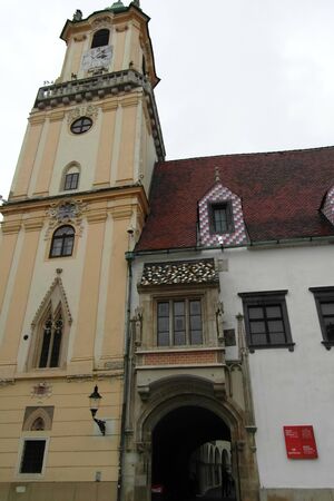 Beautiful Bratislava city, view on panoramic town in Slovakiaの写真素材