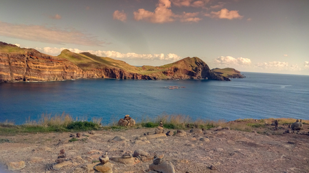 Cabo Sao Lorenco is one of the most beautiful capes of Madeira, Portugal. East of the islandの写真素材
