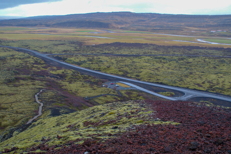 Beautiful mountains and fantastic geysers and waterfalls are popular part of Iceland and icelandic nature. Everything is close to the N1 road and accessable by usual carの写真素材