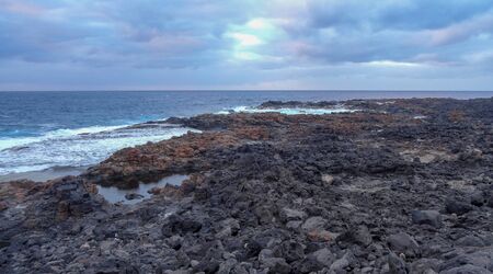 Beauty of Canarian islands, Fuerteventura with many volcanos, nice resort Caleta-de-Fuste in the...
