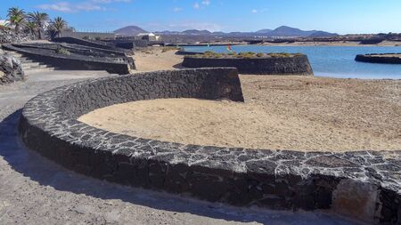 La Santa Sport is a nice place on Lanzarote island where a lot of teams have practices. Beautiful beach, wild black sand, no waves, good nature around.の写真素材