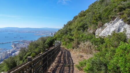 Upper Rock park in Gibraltar, part of Great Britain. Beautiful nature and amazing views from the highest pointの写真素材