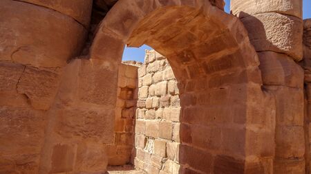 Petra is one of the wonders of the world created by people. Treasures and tombs are carved into the huge rocks. People come here from all over the worldの写真素材