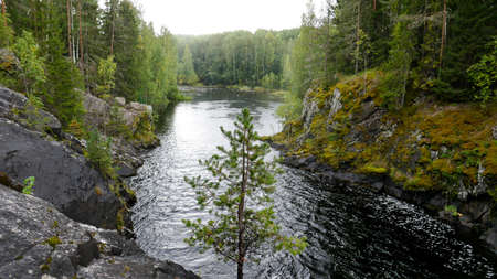 Kivach Falls in Karelia, Russiaの写真素材