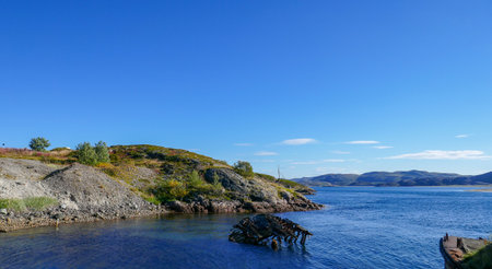 Barents Sea and Arctic Ocean, the northernmost of Russia. The village of Teriberka and the cemetery...