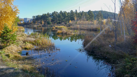 Ural nature (Russia). Magnificent colors of October and clear clear water of the famous Lake...