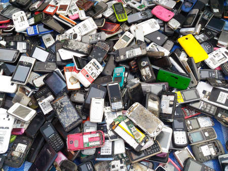 Scrap the old mobile phone that sold second-hand marketの写真素材