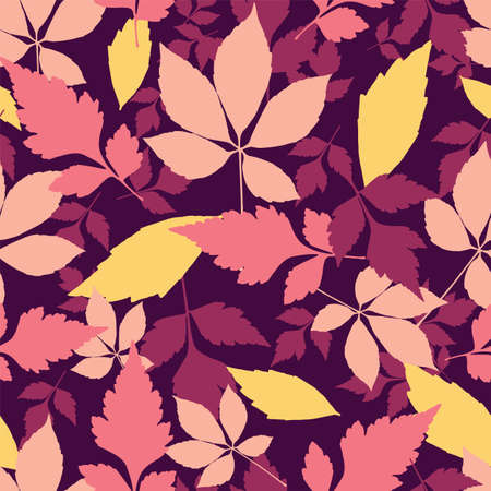 Vector autumn leaves seamless pattern repeat backgroundのイラスト素材