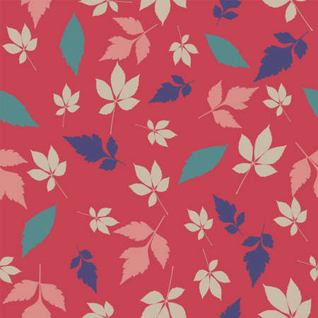 Vector Falling Autumn Leaves Seamless Pattern Backgroundのイラスト素材
