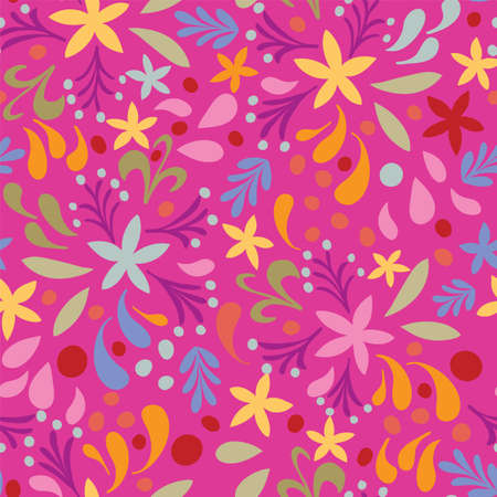 Vector bright stylized flowers seamless pattern backgroundのイラスト素材
