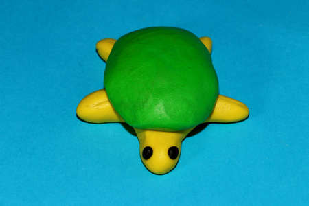 A turtle without a mouth. plasticene. High qualityの写真素材